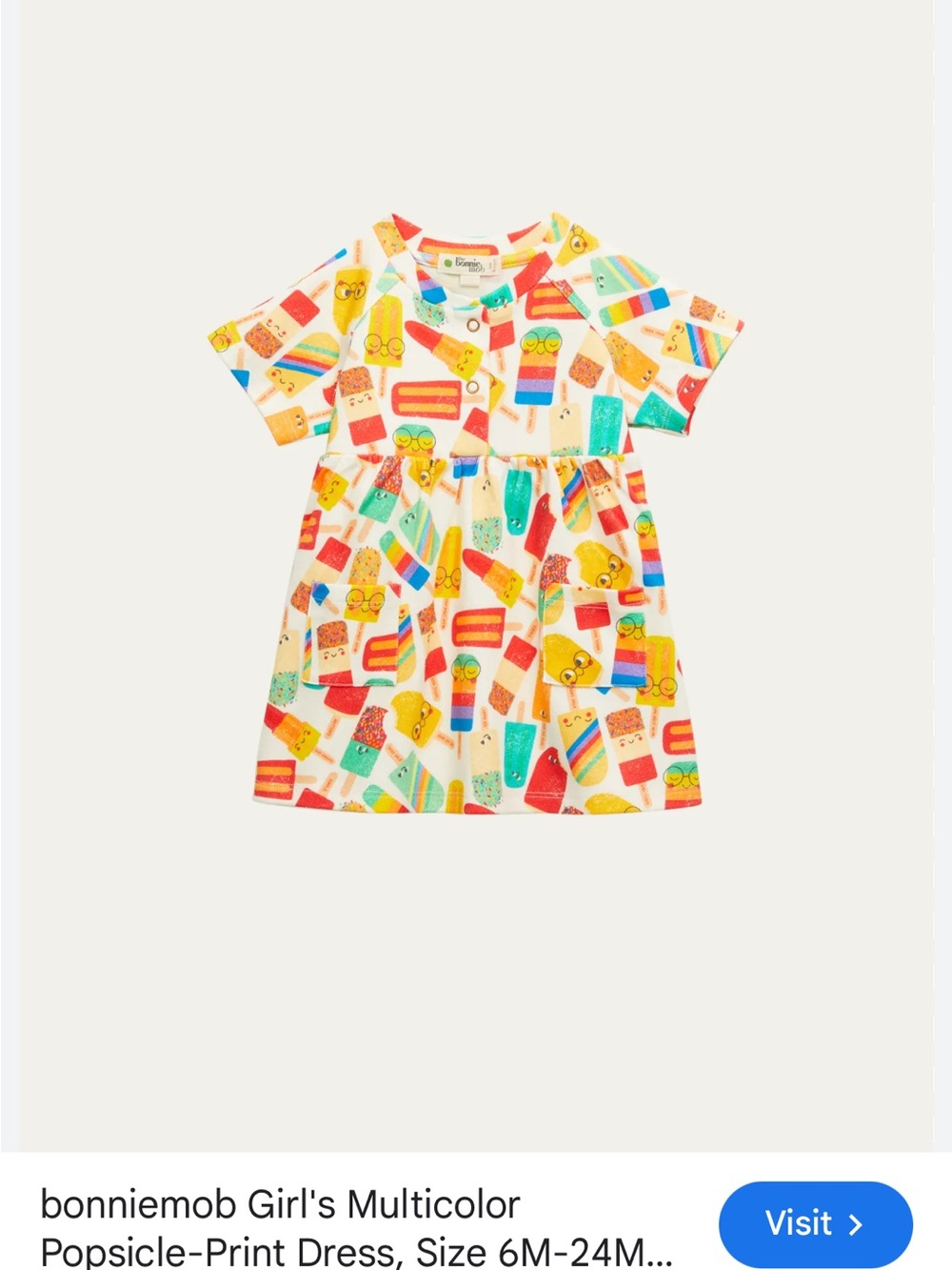 Cream Dress with Multicolor Popsicle Print